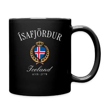 Ísafjörður Island Wappen Krone – Reise Souvenir - Tasse einfarbig - Schwarz - Rechts