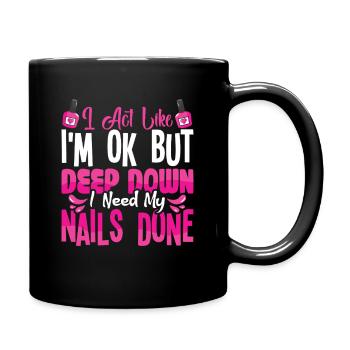 Nageldesigner Nageldesignerin Kosmetik Nagelstudio - Tasse einfarbig - Schwarz - Rechts