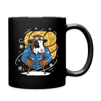 Winterlumberjack Kuh - Tasse einfarbig - Schwarz - Rechts
