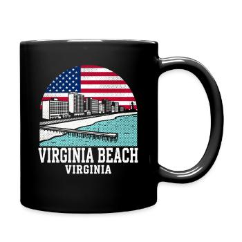 Virginia Beach City Virginia American Flag - Full Colour Mug - black - Right