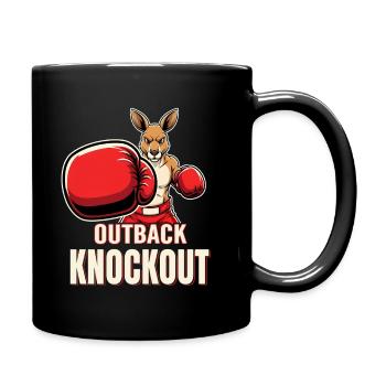 Outback Knockout Cartoon Kangaroo Boxer - Full Colour Mug - black - Right