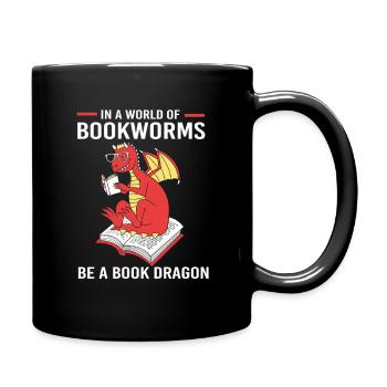 Bibliothek Bücherwurm - Tasse einfarbig - Schwarz - Rechts