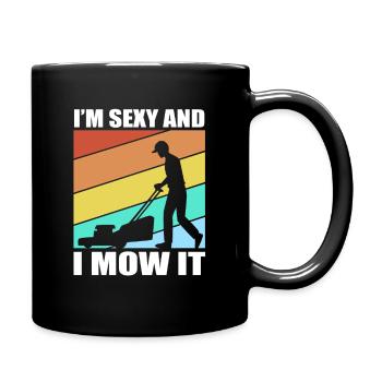 Rasen (Wiese) Rasenmäher - Tasse einfarbig - Schwarz - Rechts