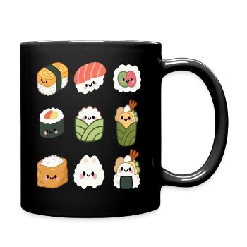 Kawaii Sushi Friends Mignonne Art culinaire japonais - Mug uni - noir - Droite