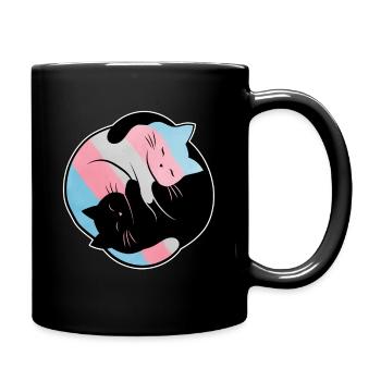 Transgender Yin Yang Cat LGBT Pride Flag - Full Colour Mug - black - Right