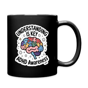 Puzzle Brain ADHD Awareness - Full Colour Mug - black - Right
