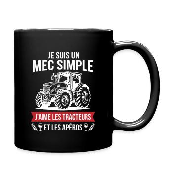 Humour Agriculteur Tracteur Passion Apéro Fun - Mug uni - noir - Droite