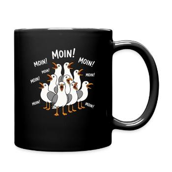 Moin Möwen Shirt Nordsee Humor - Tasse einfarbig - Schwarz - Rechts