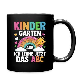 Kindergarten Ade Ich Lerne Jetzt Das ABC - Tasse einfarbig - Schwarz - Rechts