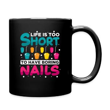 Nageldesigner Nageldesignerin Kosmetik Nagelstudio - Tasse einfarbig - Schwarz - Rechts