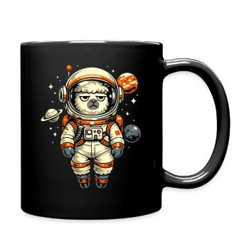 Grumpy Alpaca Astronaut in Space - Full Colour Mug - black - Right