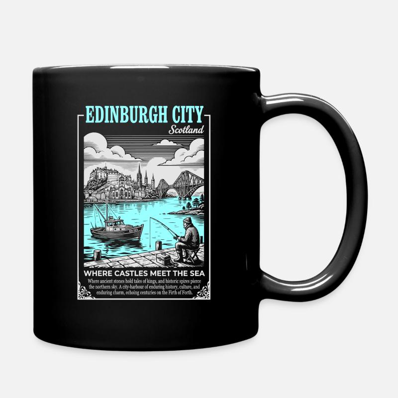Edinburgh Castle by the Sea - Full Colour Mug - black