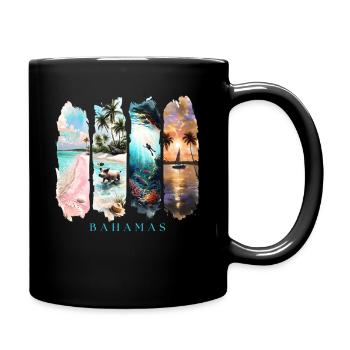Bahamas Design – Beach & Sea Holiday Motif - Full Colour Mug - black - Right
