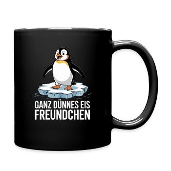  Ganz Dünnes Eis Freundchen Lustiger Pinguin - Tasse einfarbig - Schwarz - Rechts