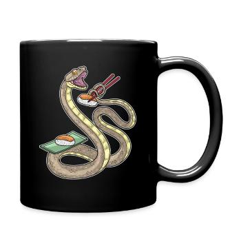 Schlange Sushi - Tasse einfarbig - Schwarz - Rechts