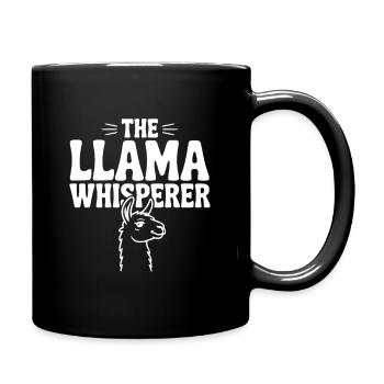 Der Lama-Flüsterer - Tasse einfarbig - Schwarz - Rechts