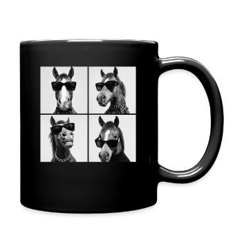 Pferd, Fotokabine, Fotoautomat, Selfie - Tasse einfarbig - Schwarz - Rechts
