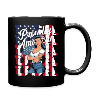 Proudly American im Retro-Look - Tasse einfarbig - Schwarz - Rechts