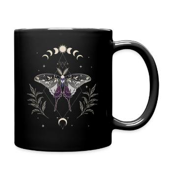 Asexual Luna Moth LGBT Pride Flag - Full Colour Mug - black - Right