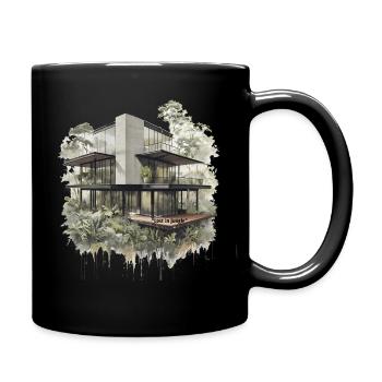 Verloren in Dschungel Moderne Villa - Tasse einfarbig - Schwarz - Rechts