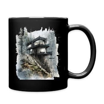 Waldglashütte auf der Klippe - Tasse einfarbig - Schwarz - Rechts