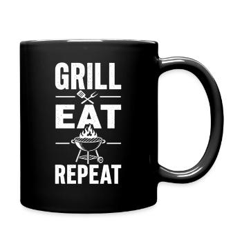 Grill Eat Repeat – The must-have for grill masters - Full Colour Mug - black - Right