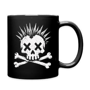 Punk Skull Mohawk Rock Alternative Shirt - Full Colour Mug - black - Right