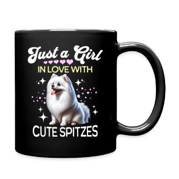 Spitz Zwergspitz Mädchen - Tasse einfarbig - Schwarz - Rechts