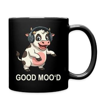 Tanzende Kuh DJ Gute Laune Musik Spruch - Tasse einfarbig - Schwarz - Rechts