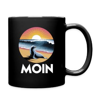 Hello Seal Beach Wave Sunrise - Full Colour Mug - black - Right