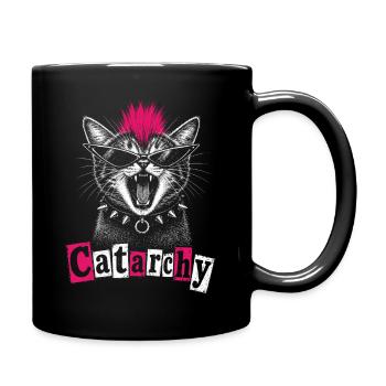 Catarchy Funny Punk Katzenmädchen Frauen - Tasse einfarbig - Schwarz - Rechts