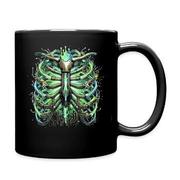Illustration de science-fiction de squelette de squelette de la cage thoracique cybernétique - Mug uni - noir - Droite