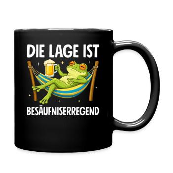 Die Lage Ist Besäufniserregend mit Frosch - Tasse einfarbig - Schwarz - Rechts