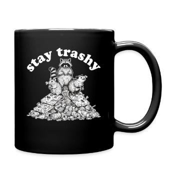 Stay Trashy Waschbär Opossum Stinktier - Tasse einfarbig - Schwarz - Rechts