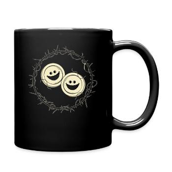 Grusel Knöpfe - Tasse einfarbig - Schwarz - Rechts