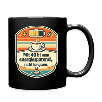 40 Jahre Energie-Powerbadge - Tasse einfarbig - Schwarz - Rechts