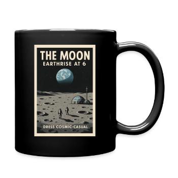 Mondaufgang um 6 | Lunar Retro Humor - Tasse einfarbig - Schwarz - Rechts