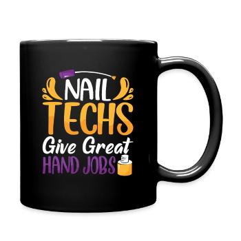 Nageldesigner Nageldesignerin Kosmetik Nagelstudio - Tasse einfarbig - Schwarz - Rechts