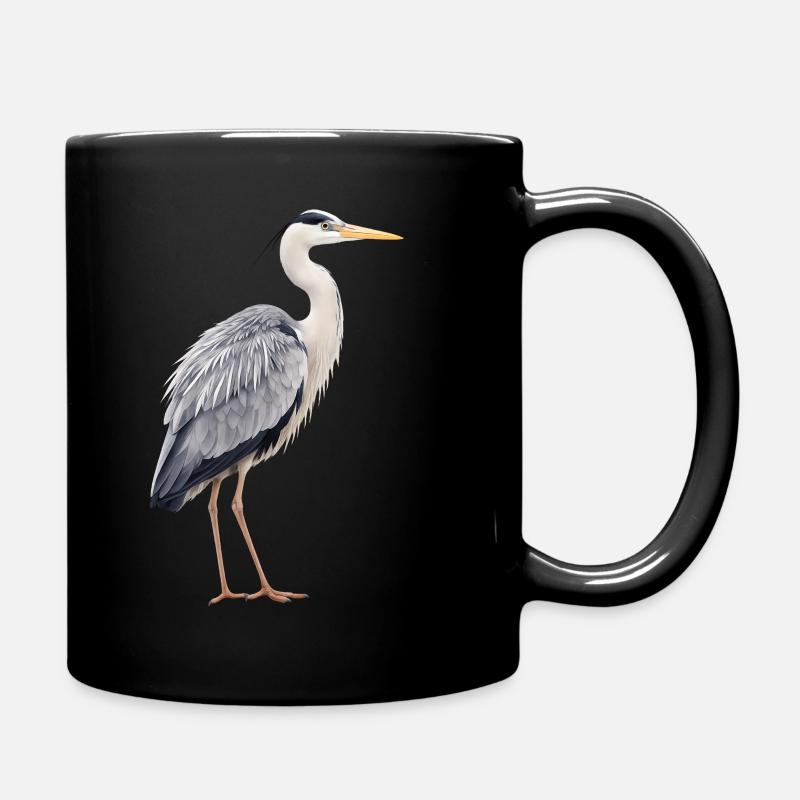 Realistischer Graureiher - Tasse einfarbig - Schwarz