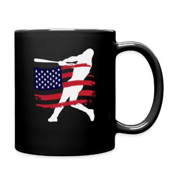 Silhouette du joueur de baseball du drapeau américain - Mug uni - noir - Droite