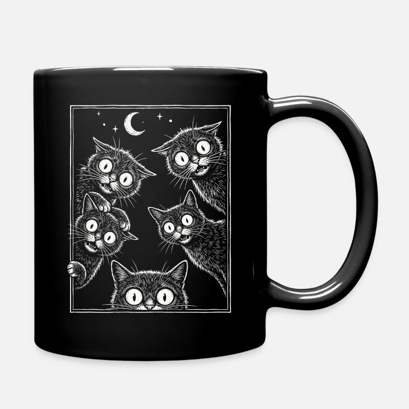 Chats noirs inquiétants qui regardent - Mug uni - noir