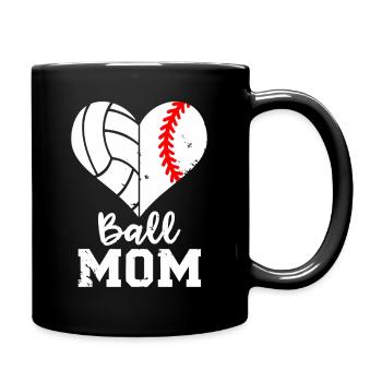 Ball-Mom-Herz-Splitter - Tasse einfarbig - Schwarz - Rechts