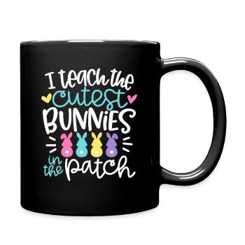 Ich bringe den süßesten Kaninchen im Feld bei. - Tasse einfarbig - Schwarz - Rechts