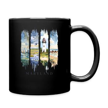 Maryland Vacation Travel – Harbor & Water Motif - Full Colour Mug - black - Right