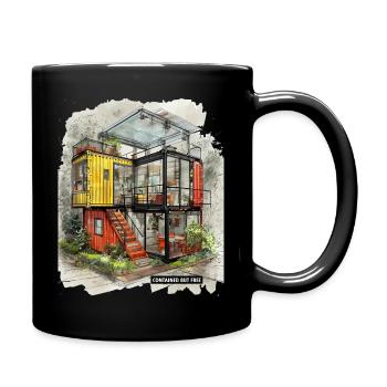 CONTAINED BUT FREE – Moderne Shipping Container Art - Tasse einfarbig - Schwarz - Rechts