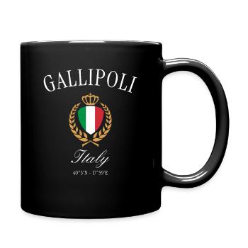 Gallipoli Italien Wappen Krone – Reise Souvenir - Tasse einfarbig - Schwarz - Rechts