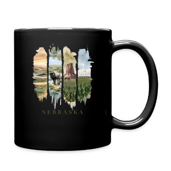 Voyage de vacances au Nebraska – Vaste et motif prairie - Mug uni - noir - Droite