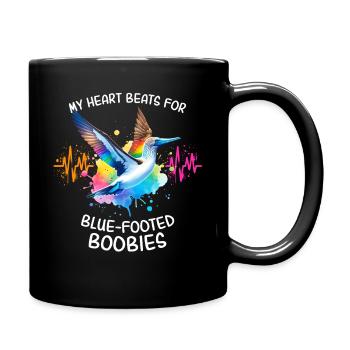 Blue-footed Booby Heartline - Full Colour Mug - black - Right