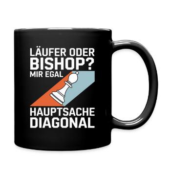 Läufer oder Bishop? Diagonal-Humor - Tasse einfarbig - Schwarz - Rechts