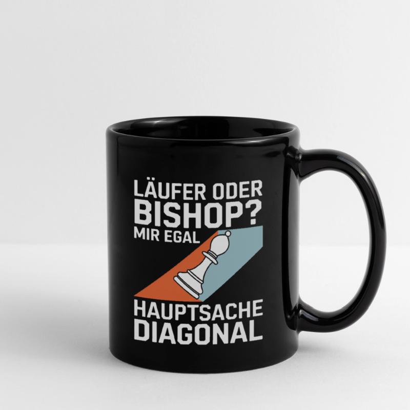 Läufer oder Bishop? Diagonal-Humor Tasse einfarbig